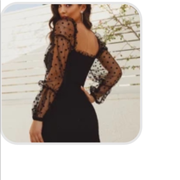 Black mini dress. Puffy polka dot sleeves. Brand New with tags from MissLola. - Picture 4 of 4